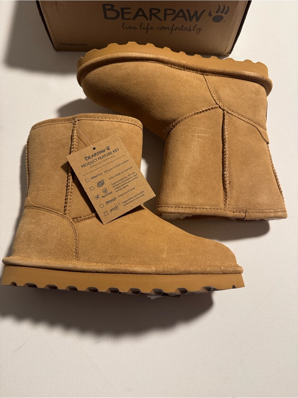 Bearpaw Suede Wool Boots Girls 4 Youth Tan Elle